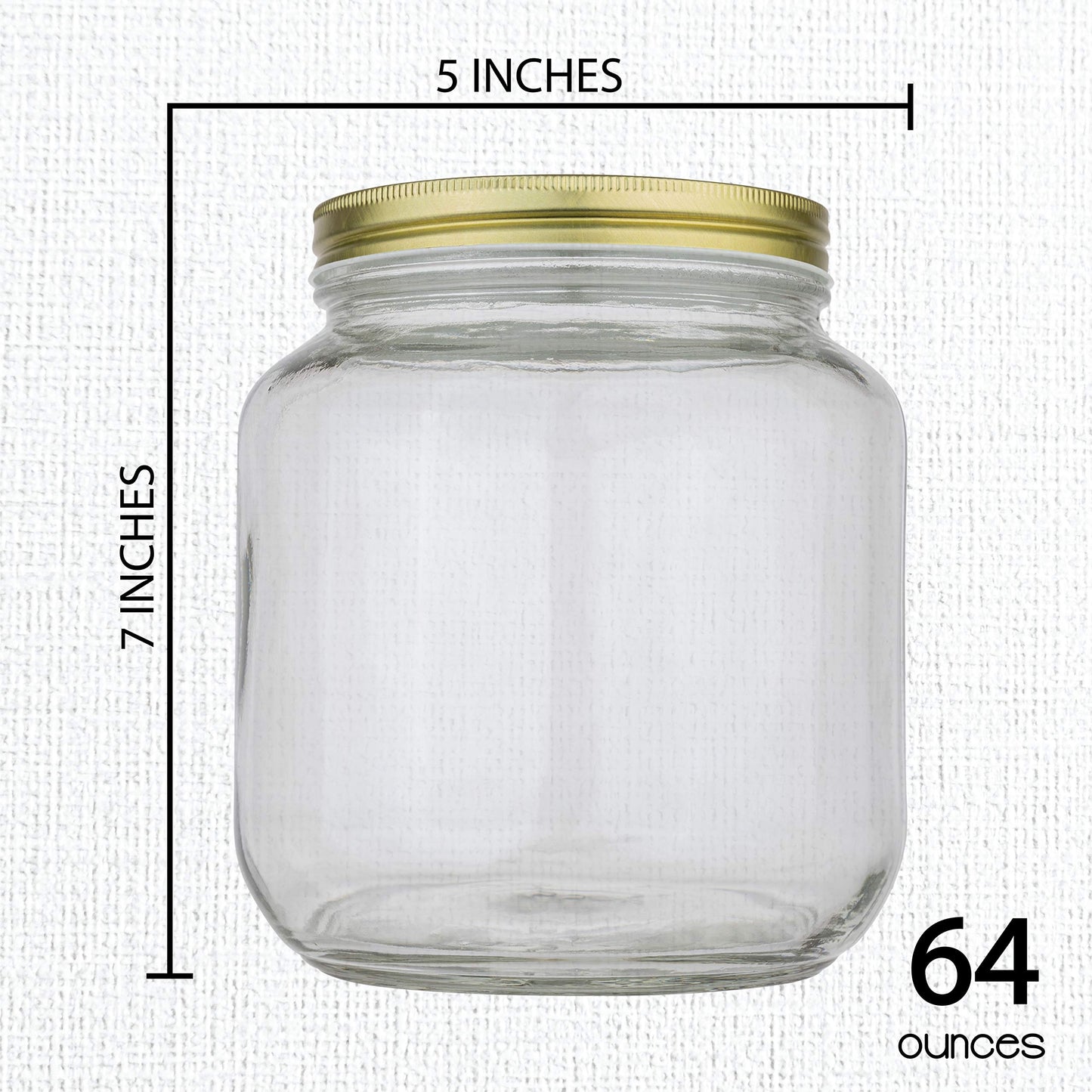 Half-Gallon Glass Mason Jars with Metal Lids, 2-Pack - Kitchentoolz
