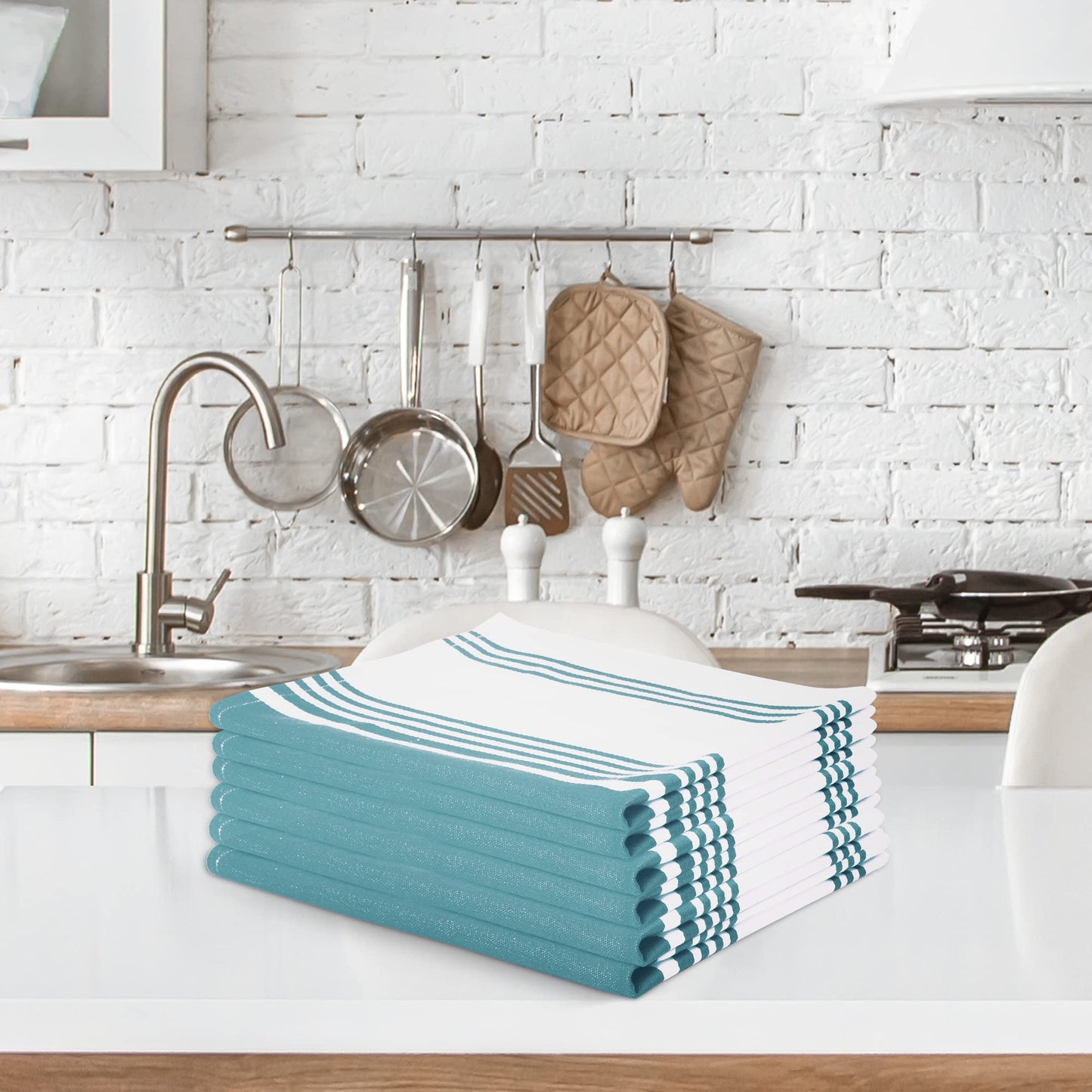 Microplastic-Free Kitchen: Urban Villa Cotton Dish Towels 6-Pack Non-Toxic