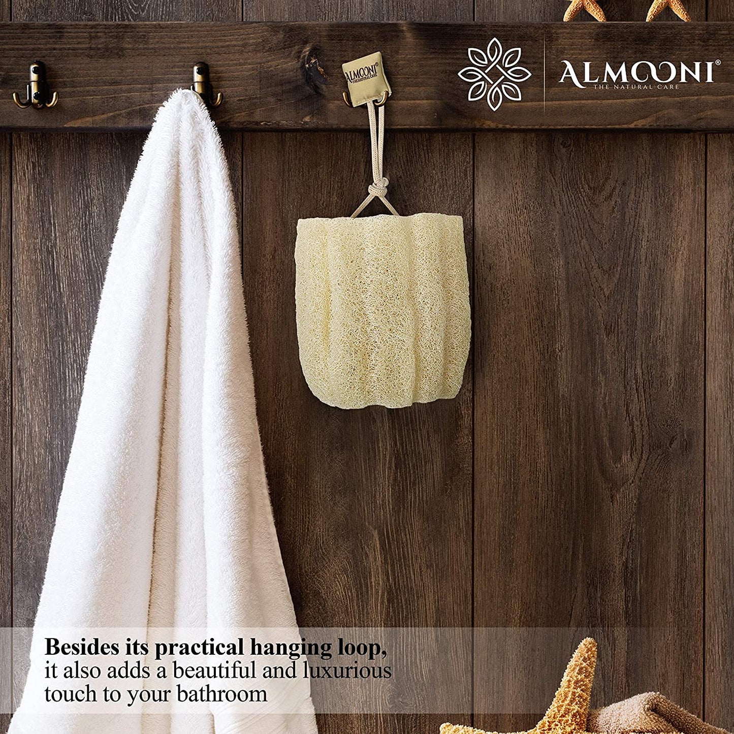 Almooni Natural Egyptian Loofah Exfoliating Body Scrubber (3-Pack)