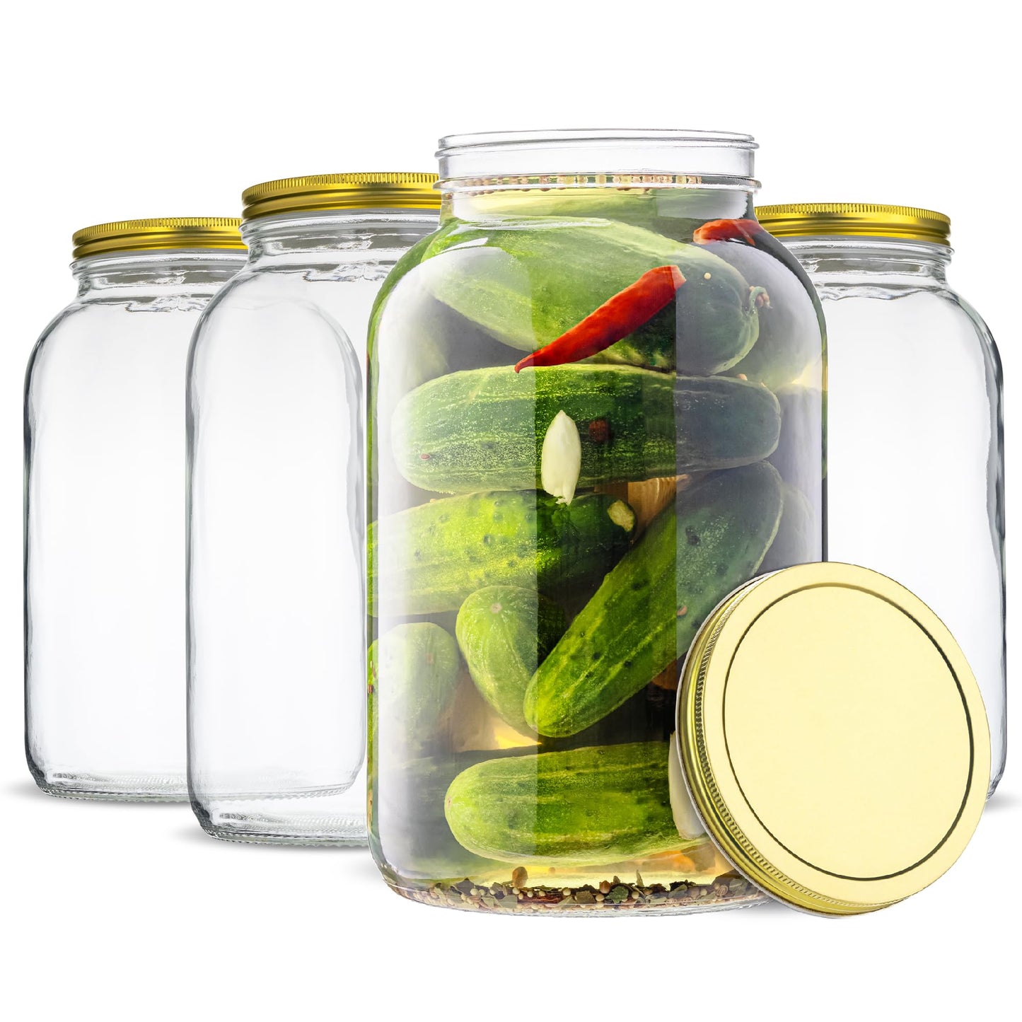 1-Gallon Glass Mason Jars with Airtight Metal Lids, 2-Pack - Kitchentoolz