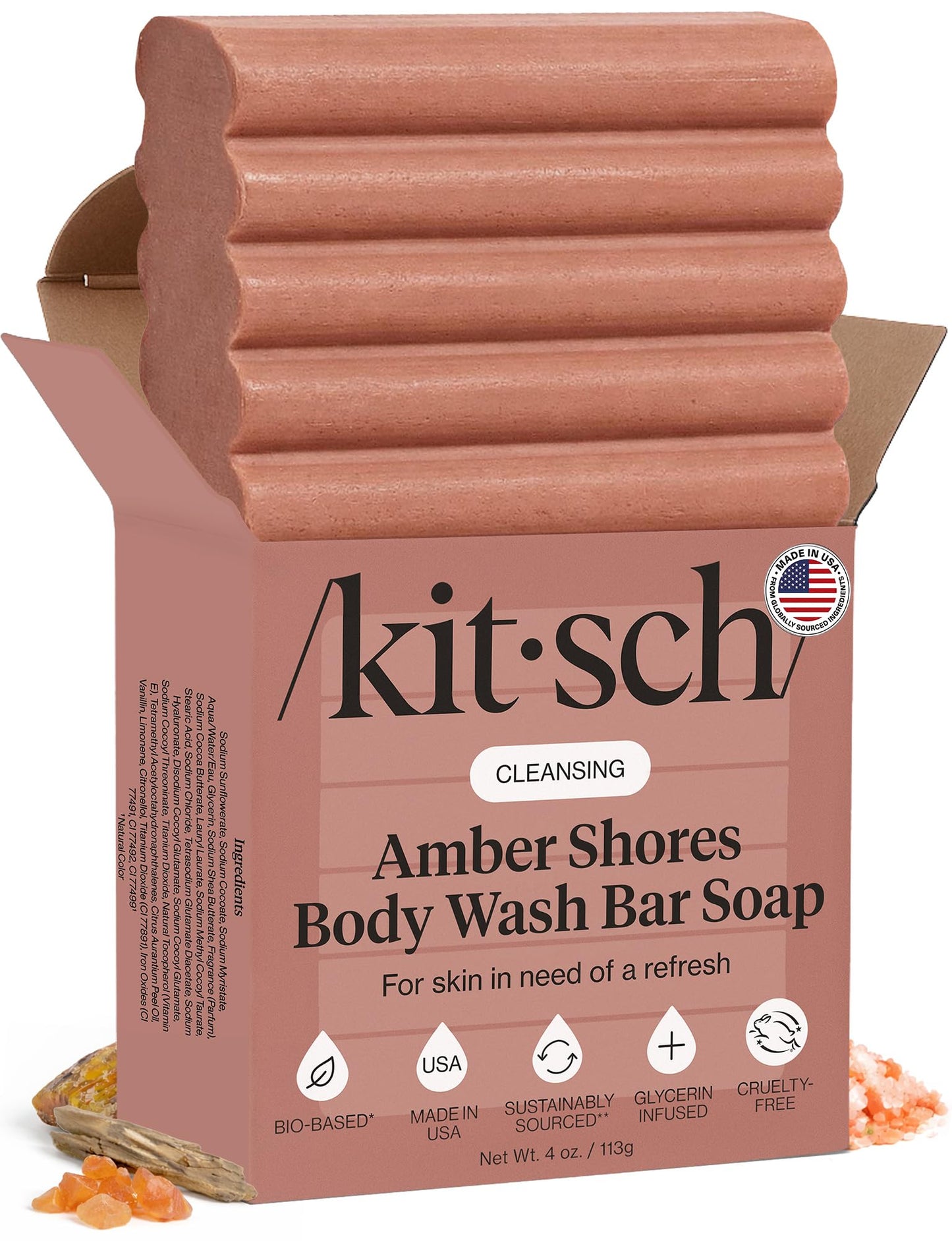 Plastic-Free Sugar Body Scrub Bar, Vegan & Leaping Bunny – Kitsch