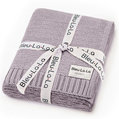 Bleu La La Heritage Knit Blanket: 100% Organic Cotton Luxury