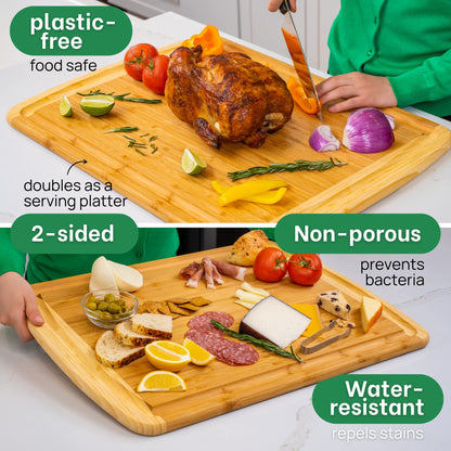 Non-Toxic Organic Bamboo Cutting Board, XL, FSC – Greener Chef