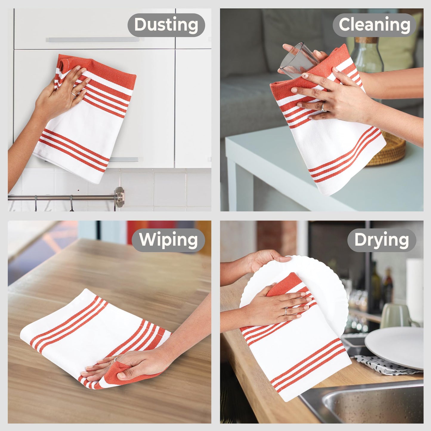Microplastic-Free Kitchen: Urban Villa Cotton Dish Towels 6-Pack Non-Toxic
