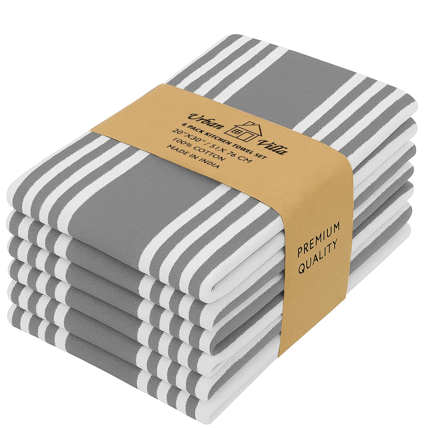 Microplastic-Free Kitchen: Urban Villa Cotton Dish Towels 6-Pack Non-Toxic