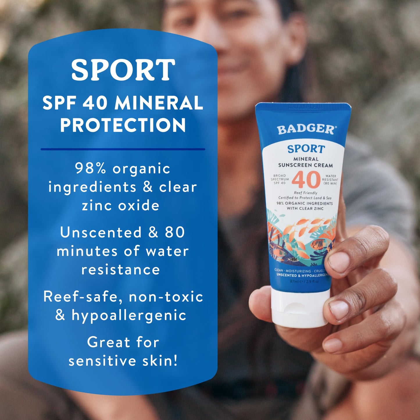 NSF Certified Organic Mineral Sunscreen SPF 50, 4-Ingredient Reef Safe – Badger