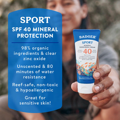 NSF Certified Organic Mineral Sunscreen SPF 50, 4-Ingredient Reef Safe – Badger