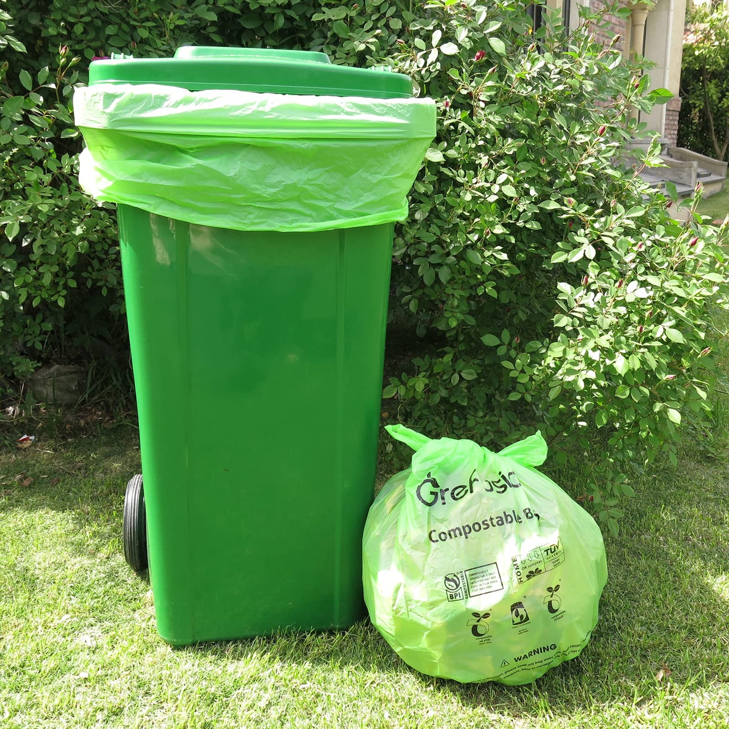 GreFusion 1.2 Gallon Compostable Bags - 125 Count (BPI Certified)