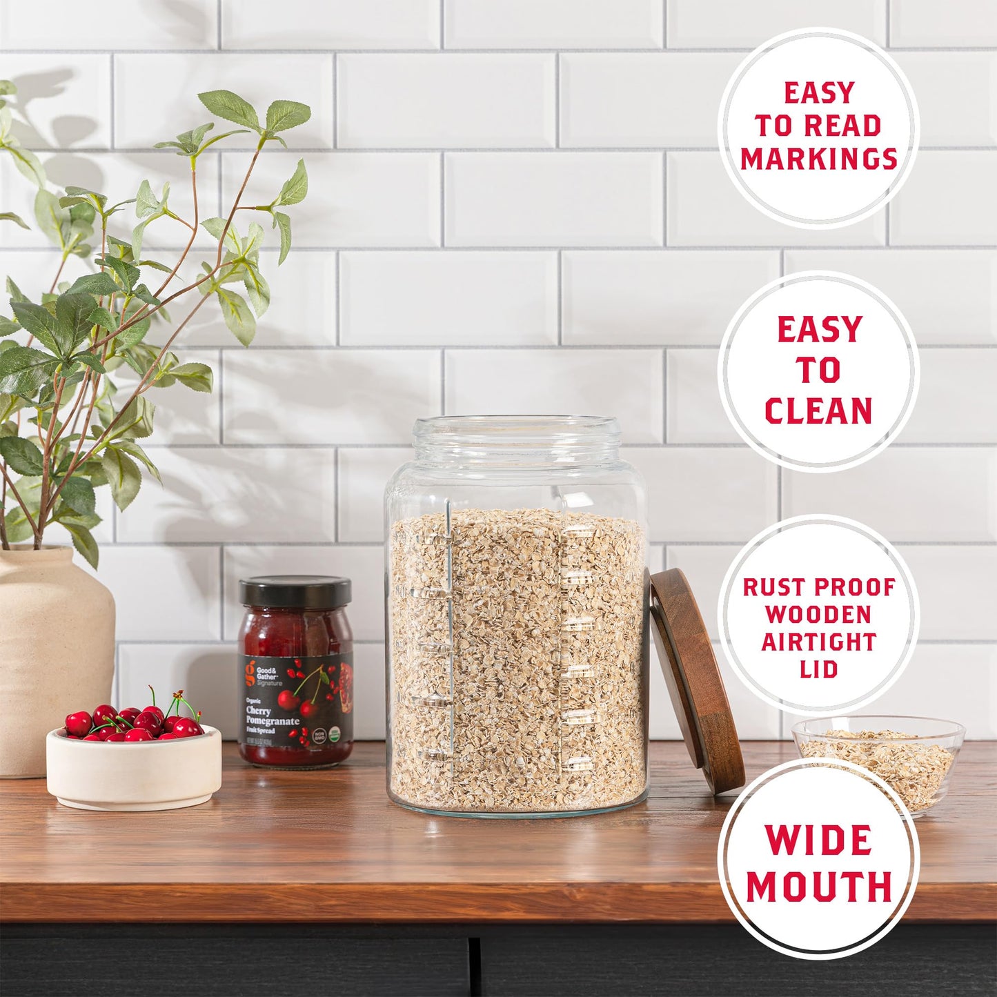 Plastic-Free 1-Gallon Glass Mason Jar with Acacia Wood Lid – Kitchentoolz
