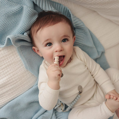 Bleu La La Heritage Knit Blanket: 100% Organic Cotton Luxury