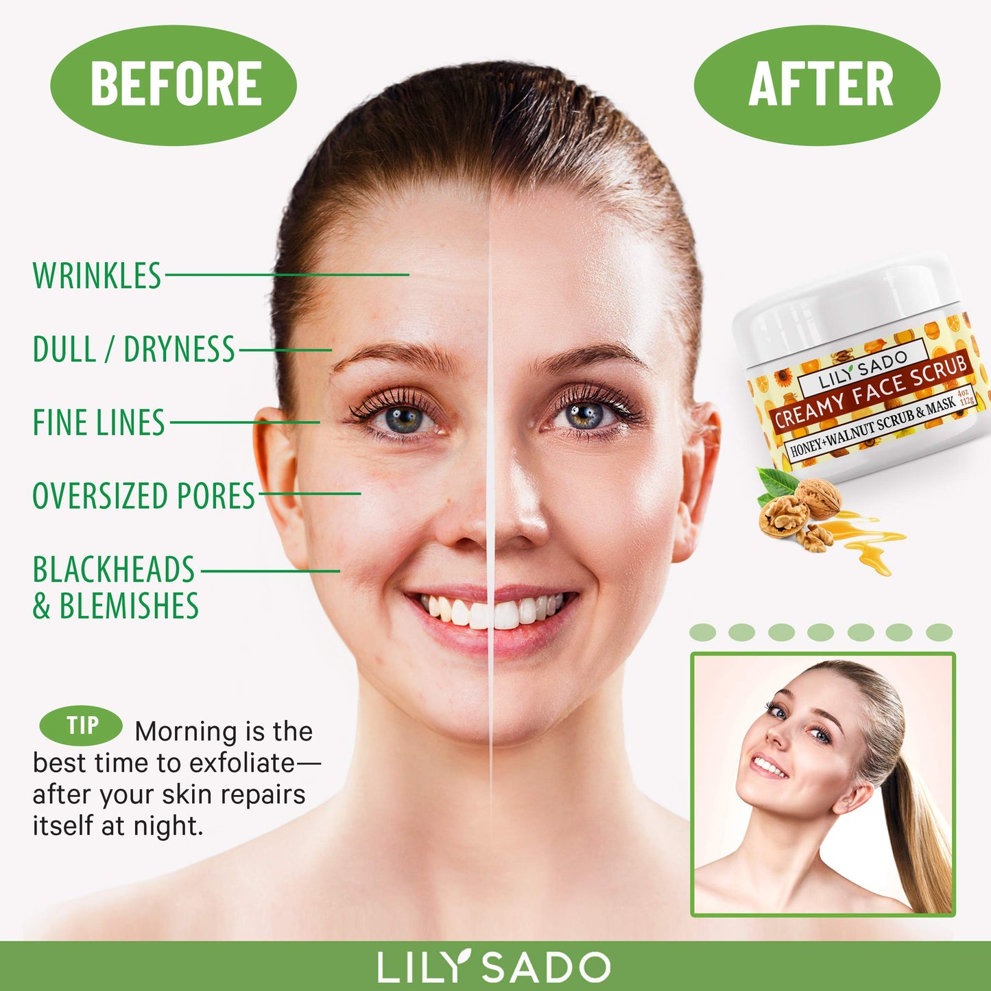 Microplastic-Free Matcha Sugar Face Scrub, Vegan – Lily Sado