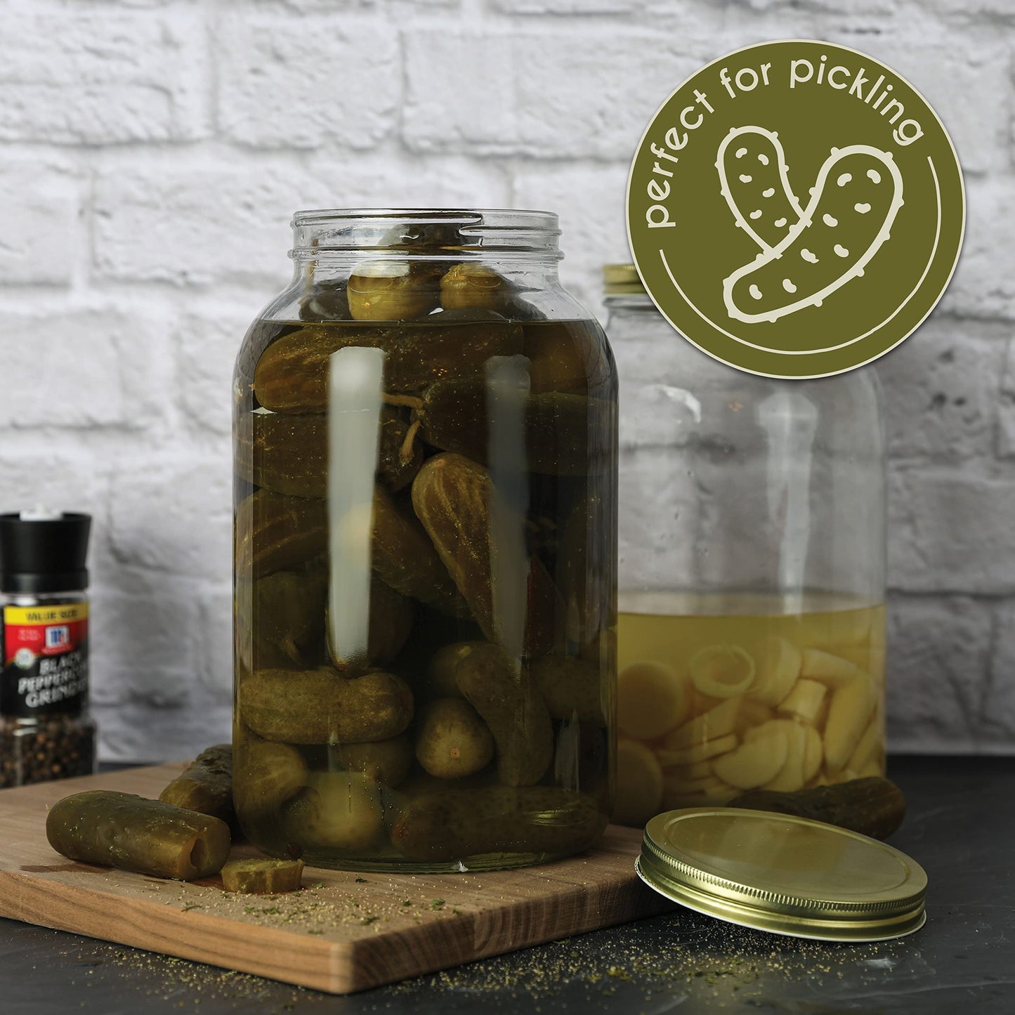 1-Gallon Glass Mason Jars with Airtight Metal Lids, 2-Pack - Kitchentoolz