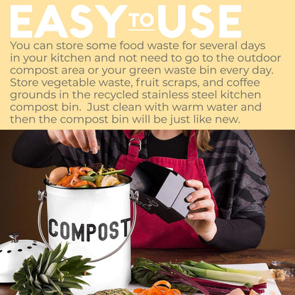 Microplastic-Free Kitchen: Epica Stainless Steel Compost Bin Non-Toxic
