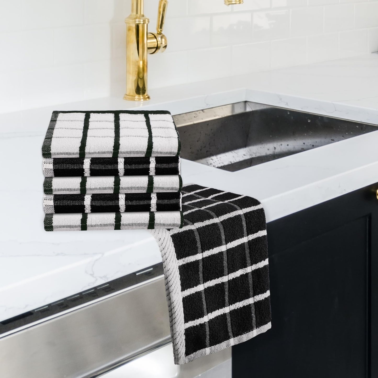 Microplastic-Free Kitchen: Urban Villa Cotton Dish Towels 6-Pack Non-Toxic