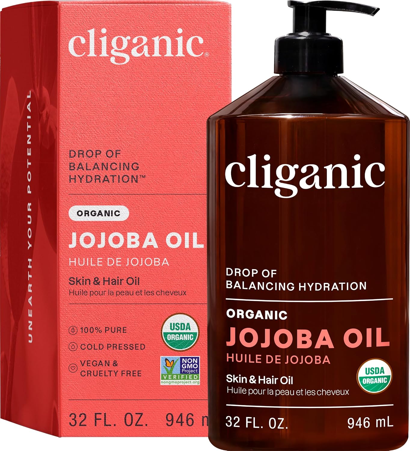 USDA Certified Organic Jojoba Oil, 100% Pure Single-Ingredient – Cliganic