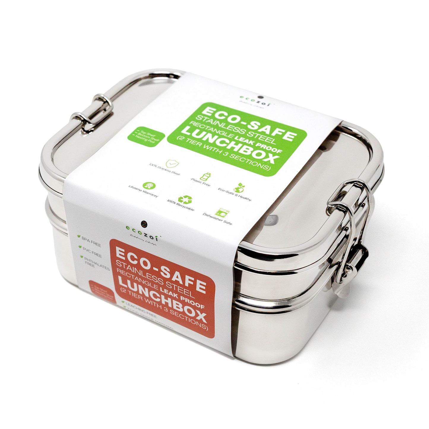 Plastic-Free Stainless Steel Bento Lunch Box, 2-Tier – Ecozoi