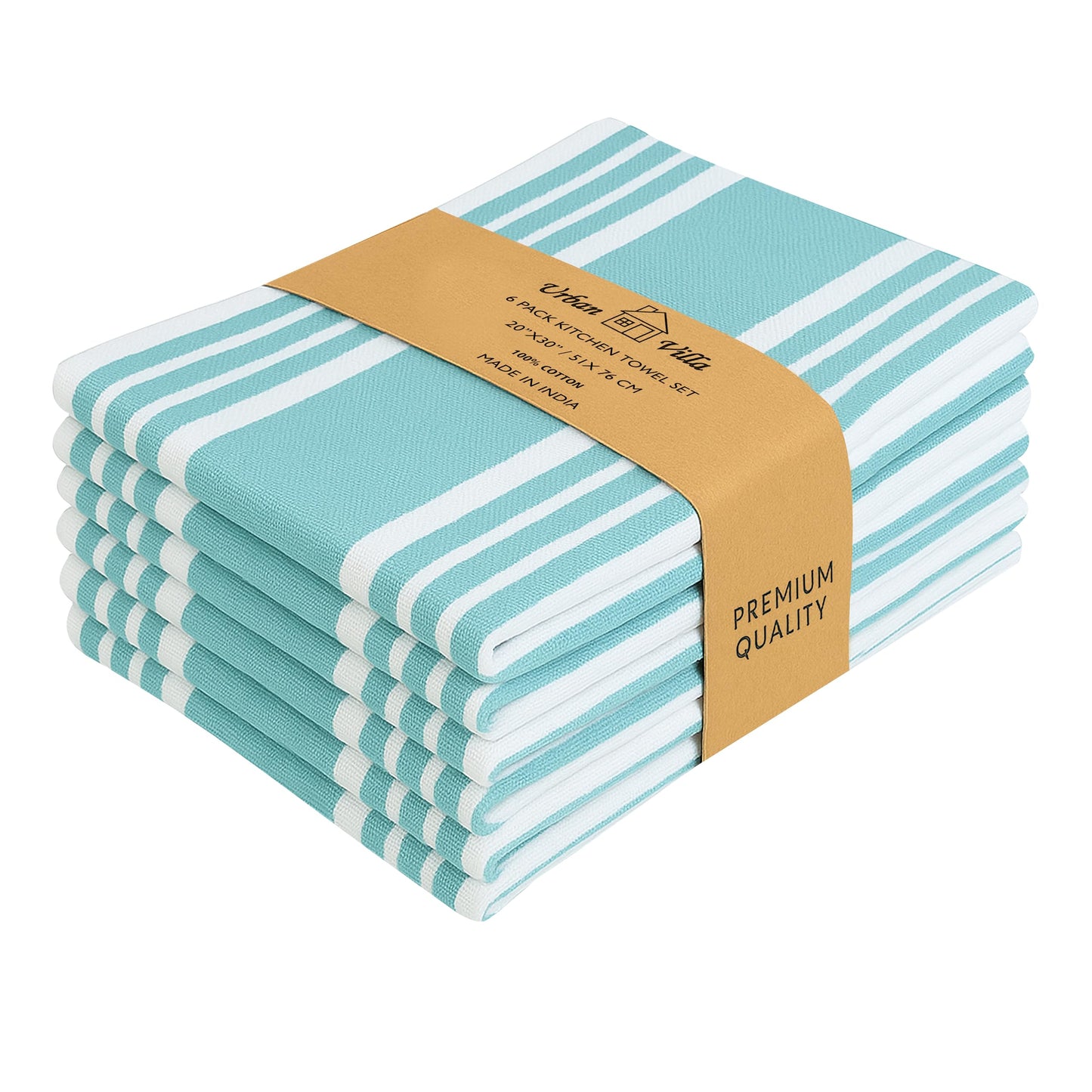 Microplastic-Free Kitchen: Urban Villa Cotton Dish Towels 6-Pack Non-Toxic