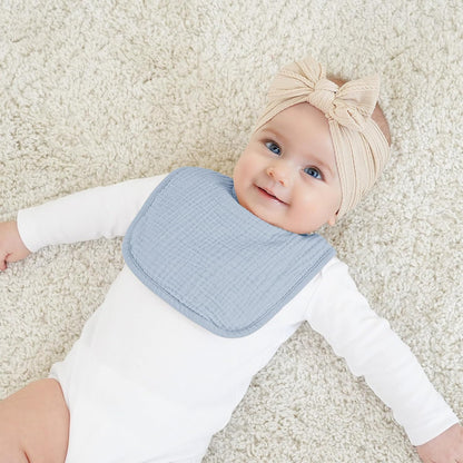 Bearmoss 100% Cotton Square Muslin Baby Drool Bibs (8-Pack)