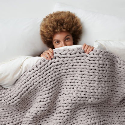 Toxin-Free Sleep: Bearaby Organic Cotton 100% Hand-Knit Weighted Blanket, Non-Toxic