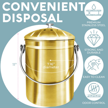 Microplastic-Free Kitchen: Epica Stainless Steel Compost Bin Non-Toxic