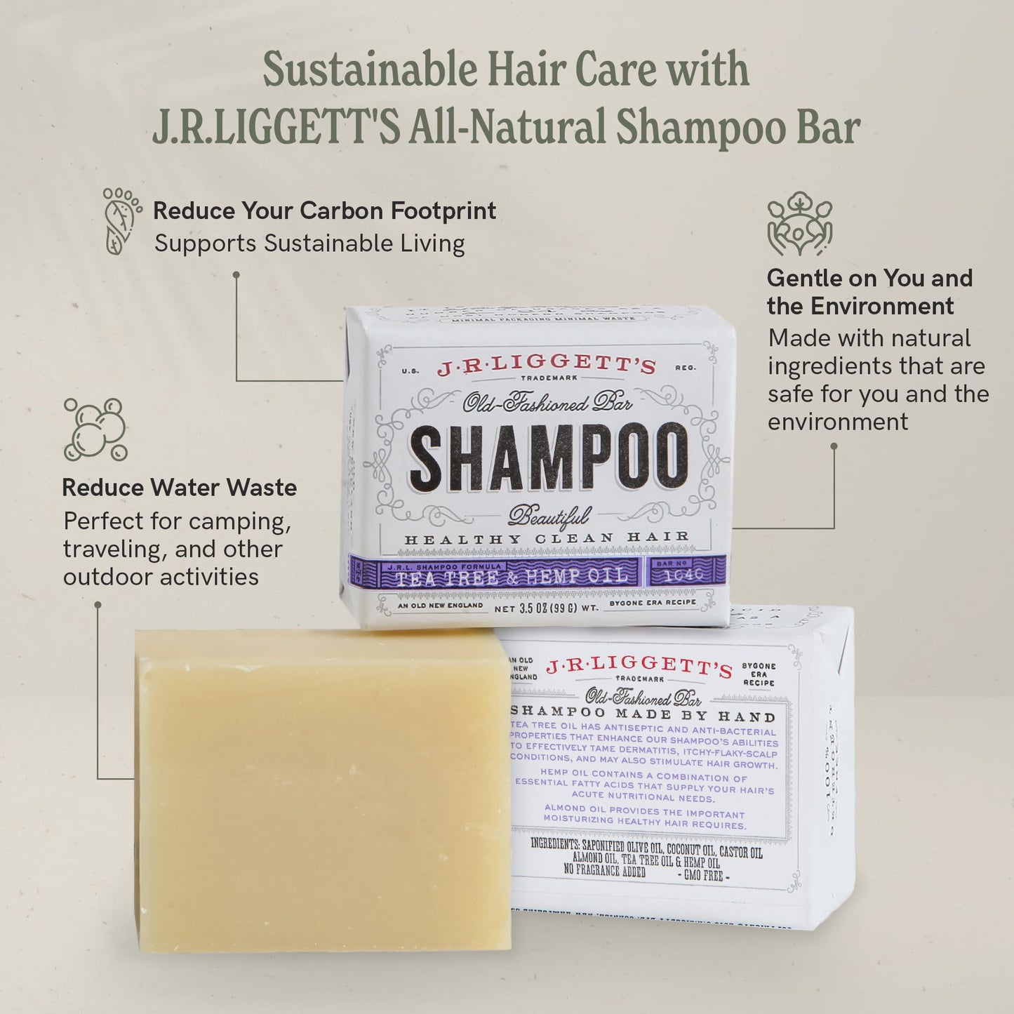 Plastic-Free, Sulfate-Free Shampoo Bar 3-Pack, Vegan – J.R. Liggett's