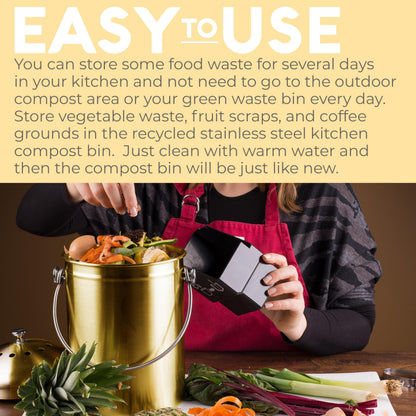 Microplastic-Free Kitchen: Epica Stainless Steel Compost Bin Non-Toxic