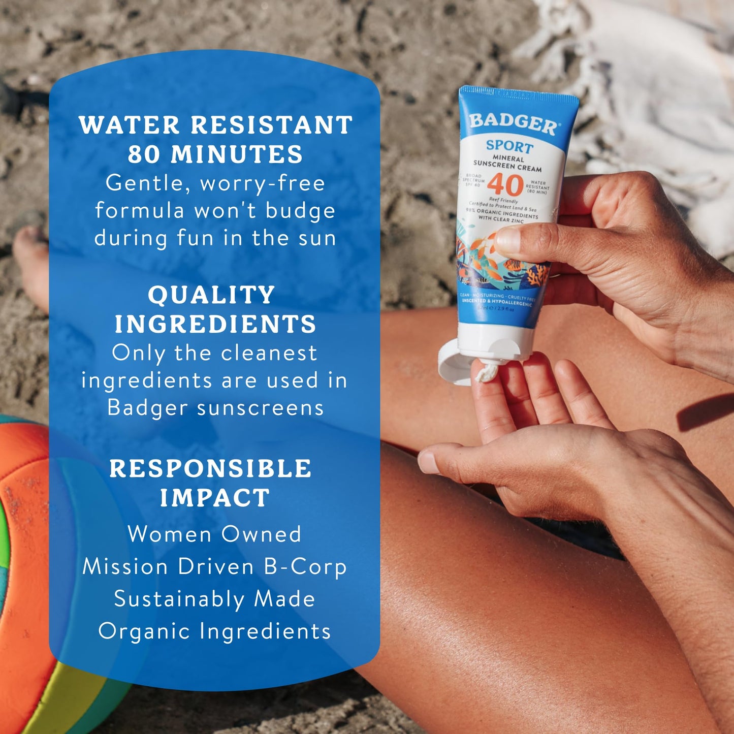 NSF Certified Organic Mineral Sunscreen SPF 50, 4-Ingredient Reef Safe – Badger