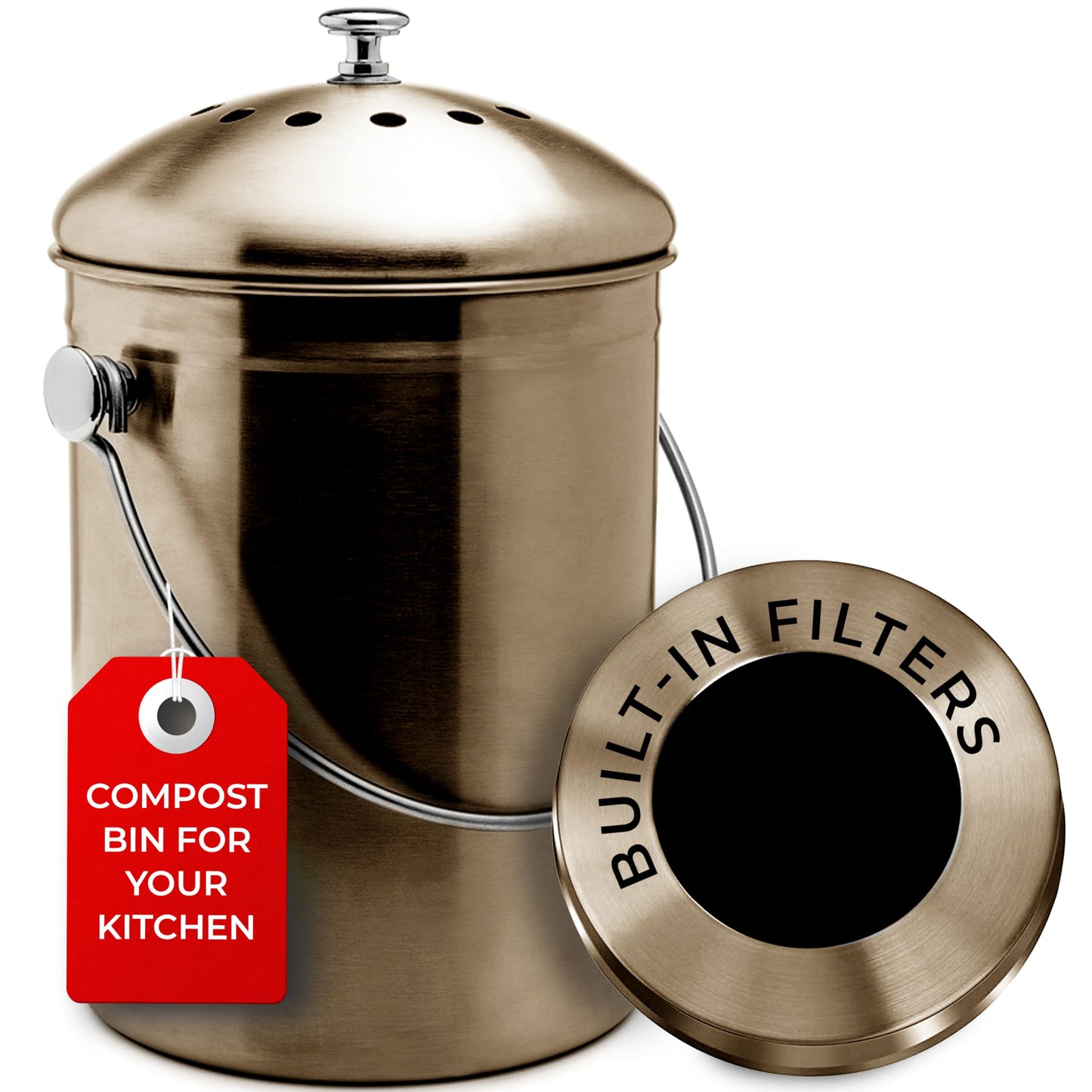 Microplastic-Free Kitchen: Epica Stainless Steel Compost Bin Non-Toxic