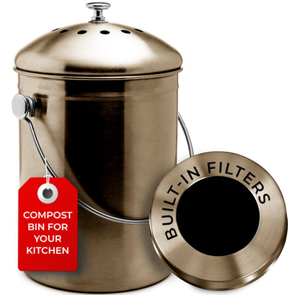 Microplastic-Free Kitchen: Epica Stainless Steel Compost Bin Non-Toxic
