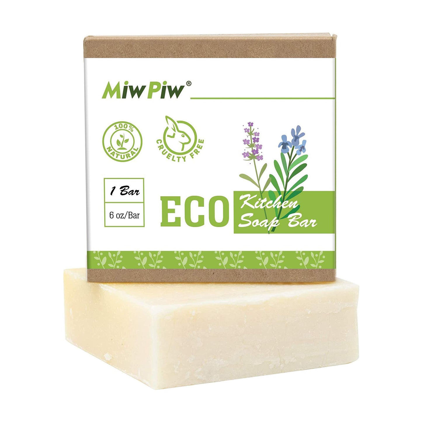 Miw Piw Vegan Dish Soap Bar: Large 5 Ounce Solid 2-Pack