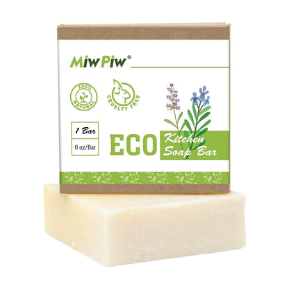 Miw Piw Vegan Dish Soap Bar: Large 5 Ounce Solid 2-Pack