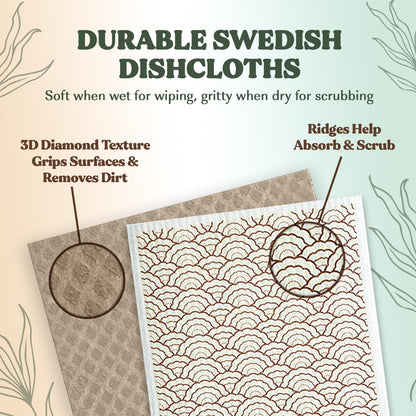 FEBU Reusable Swedish Dishcloths for Kitchen (5-Pack Sunset)