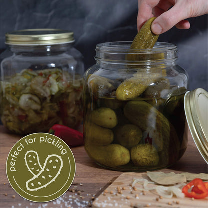 Half-Gallon Glass Mason Jars with Metal Lids, 2-Pack - Kitchentoolz
