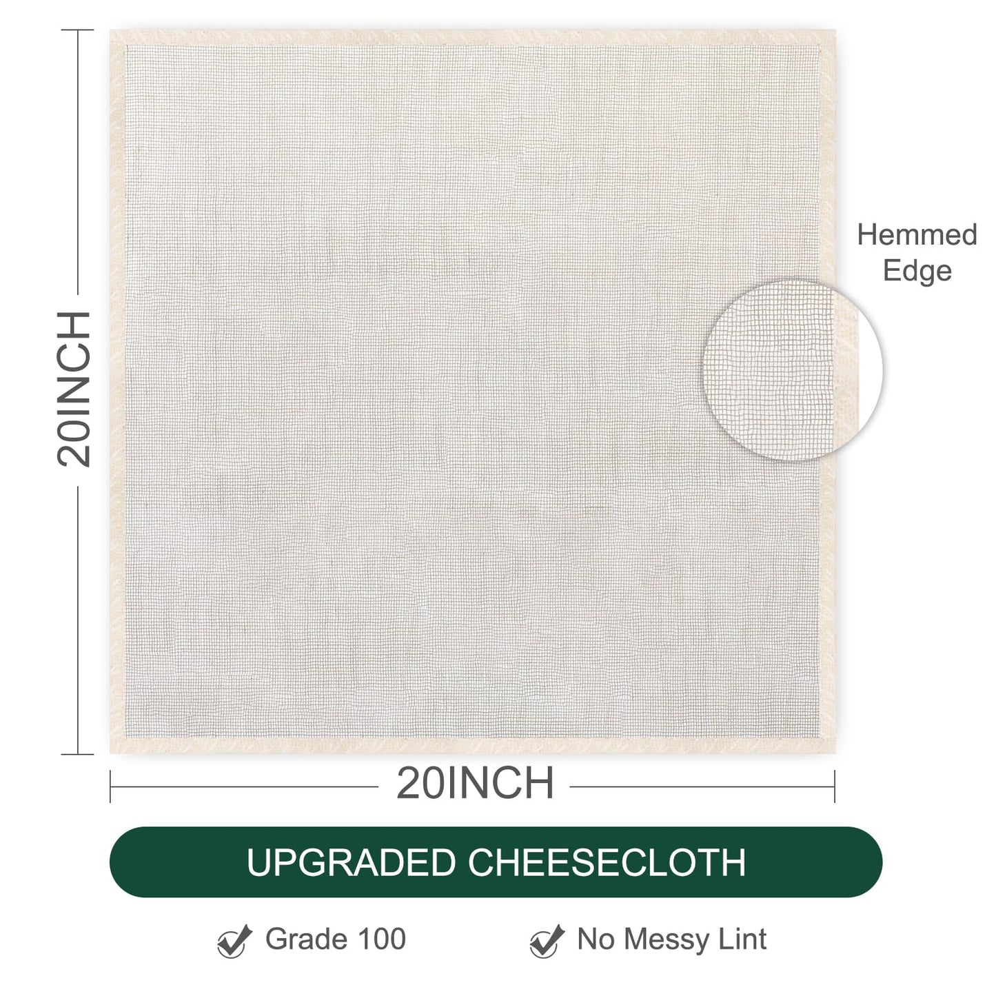 Organic Unbleached Cotton Cheesecloth (Grade 100, 6-Pack)