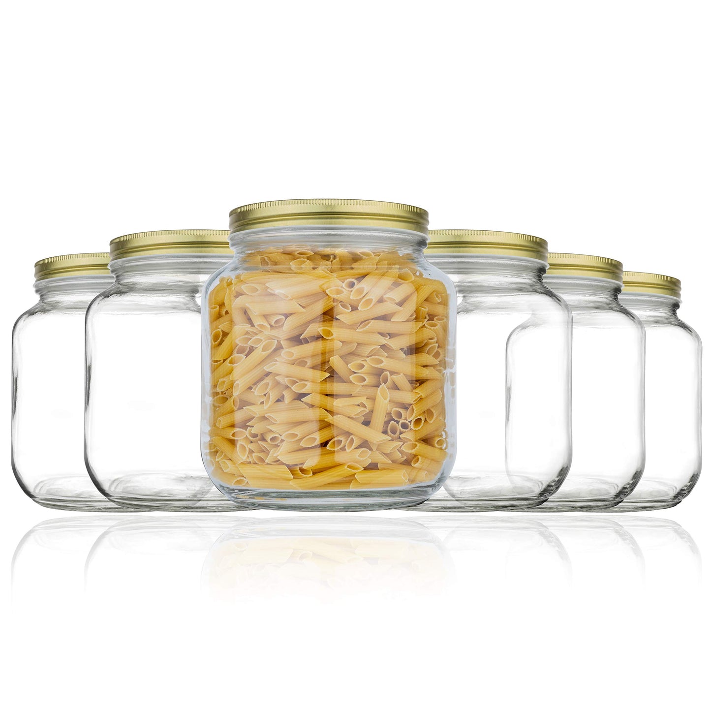 Half-Gallon Glass Mason Jars with Metal Lids, 2-Pack - Kitchentoolz