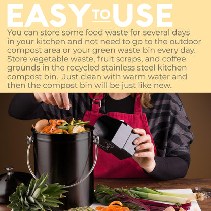 Microplastic-Free Kitchen: Epica Stainless Steel Compost Bin Non-Toxic