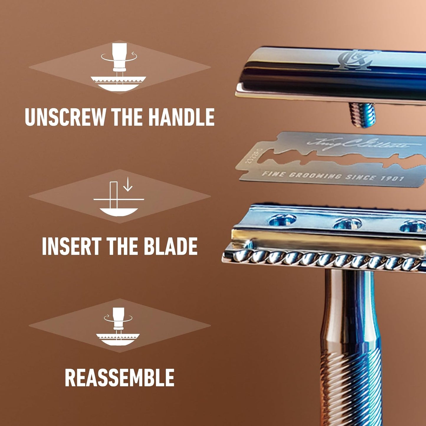 King C. Gillette Safety Razor: Chrome-Plated Handle & 5 Platinum Blades