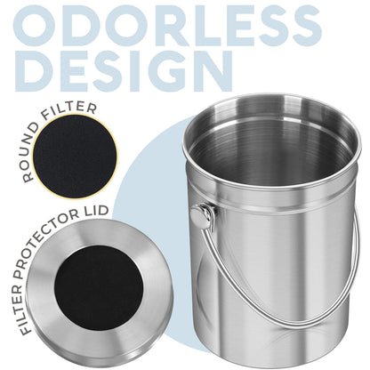 Microplastic-Free Kitchen: Epica Stainless Steel Compost Bin Non-Toxic