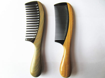 Handmade Buffalo Horn & Sandalwood Anti-Static Combs, 2-Pack – Myhsmooth