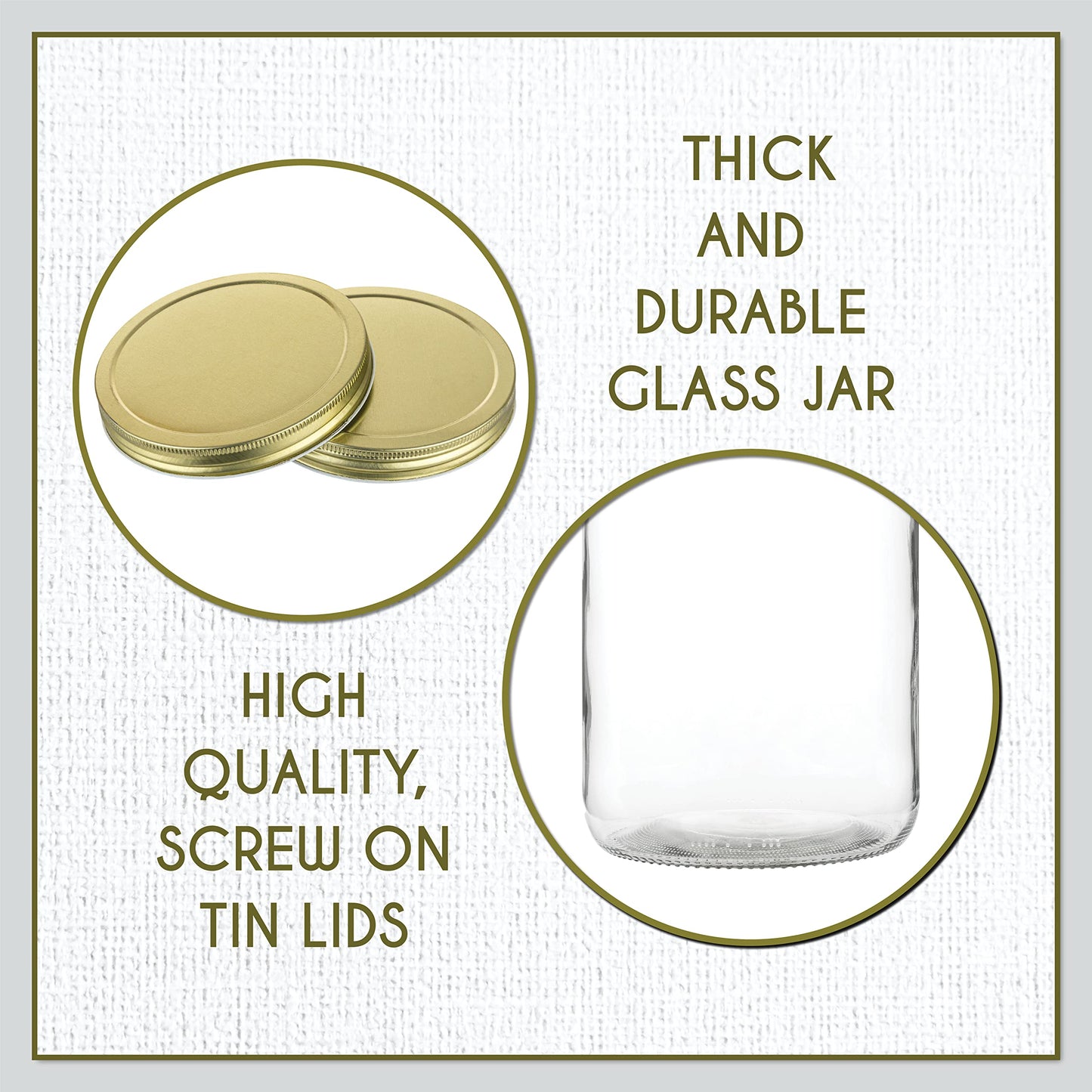 1-Gallon Glass Mason Jars with Airtight Metal Lids, 2-Pack - Kitchentoolz