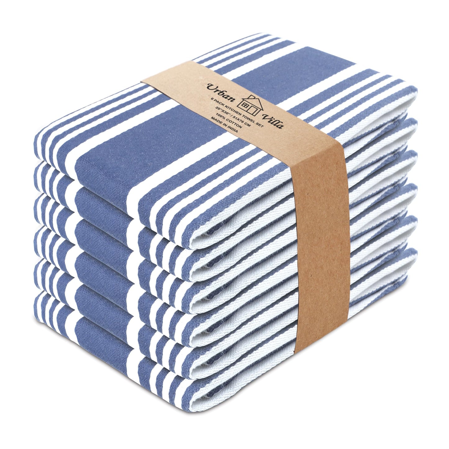 Microplastic-Free Kitchen: Urban Villa Cotton Dish Towels 6-Pack Non-Toxic