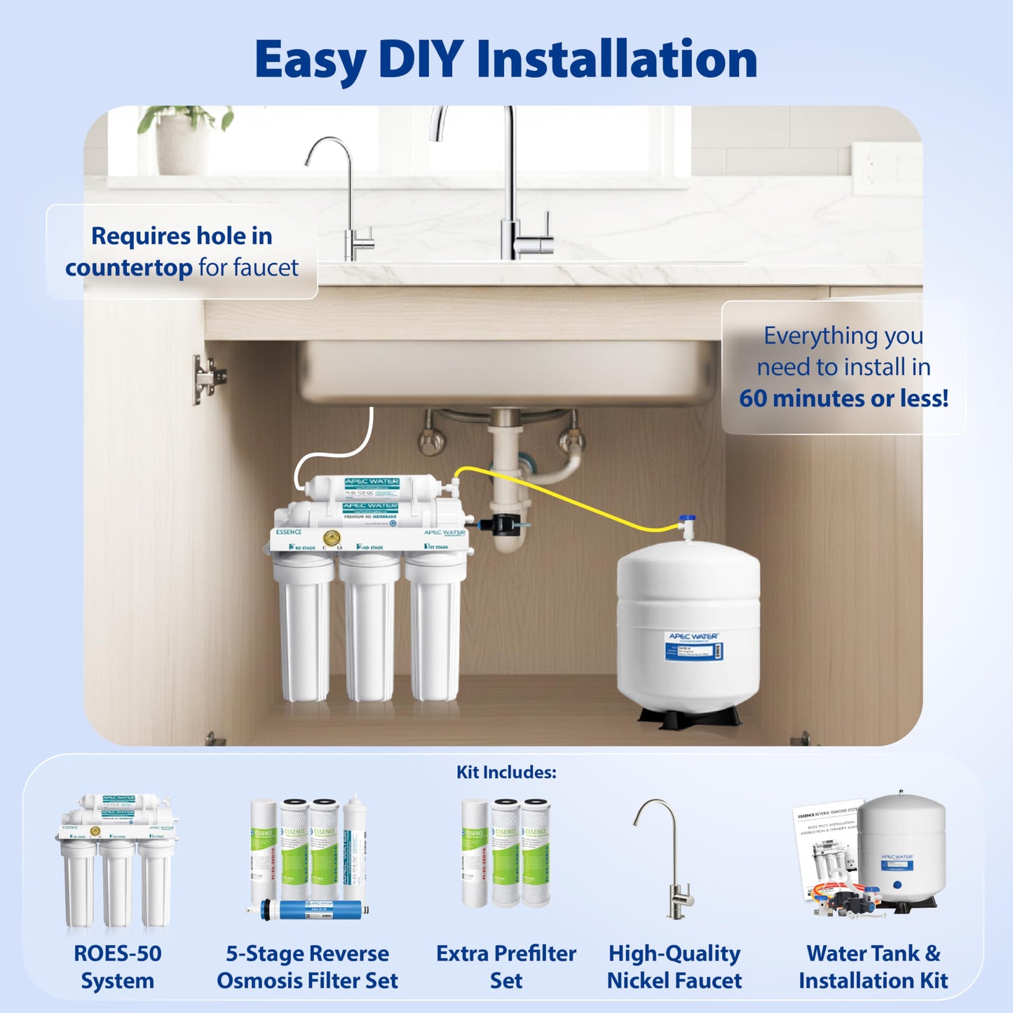PFAS & Lead Under-Sink Reverse Osmosis System, 5-Stage – APEC ROES-100