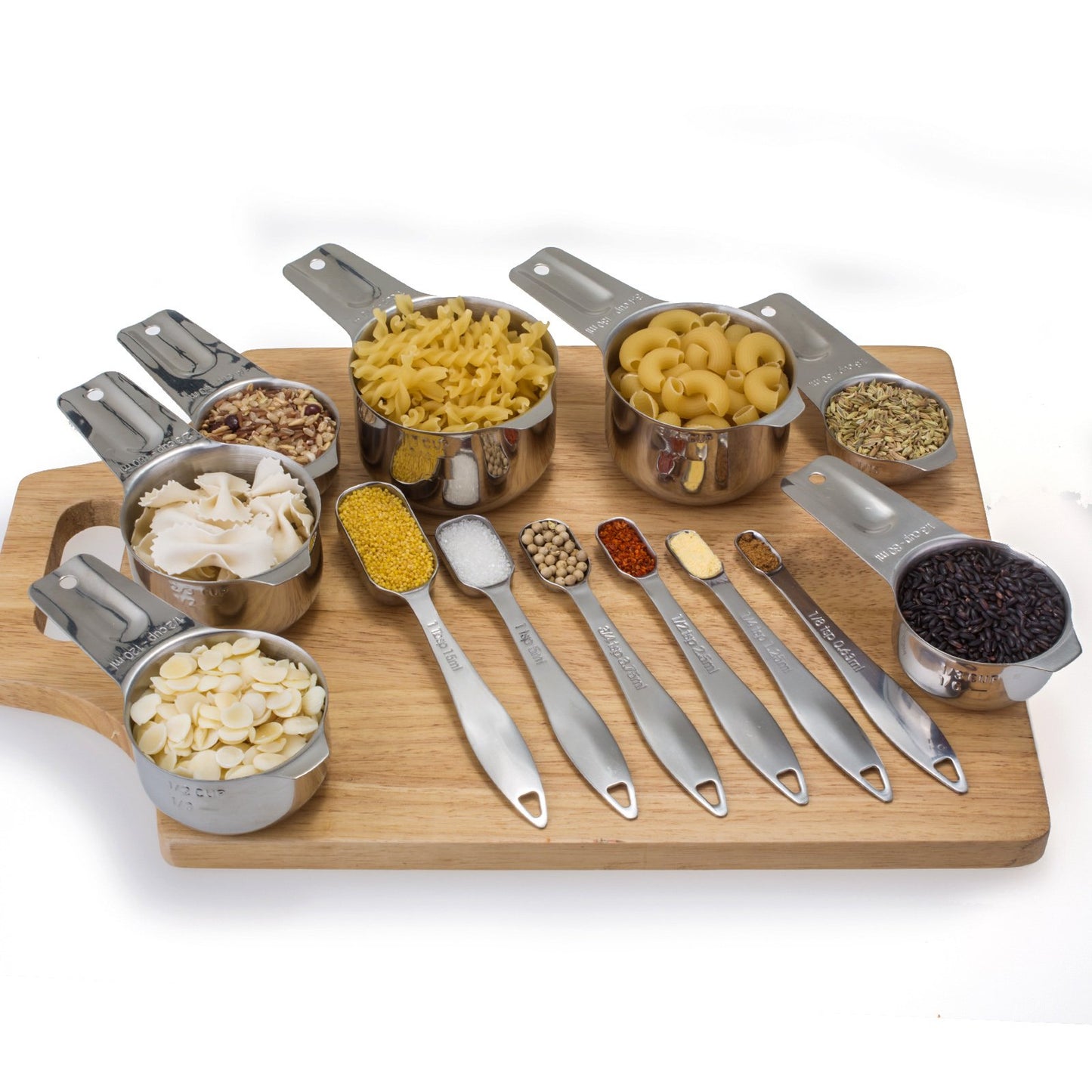 Microplastic-Free 18/8 Stainless Steel Measuring Cups & Spoons Set, 13-Piece
