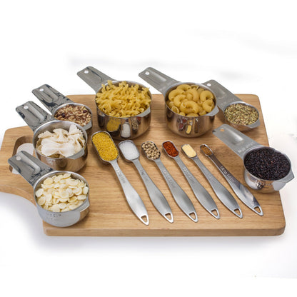 Microplastic-Free 18/8 Stainless Steel Measuring Cups & Spoons Set, 13-Piece