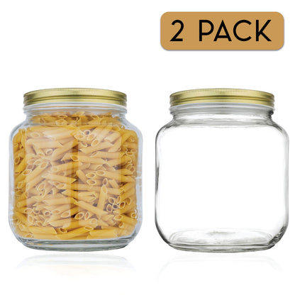 Half-Gallon Glass Mason Jars with Metal Lids, 2-Pack - Kitchentoolz