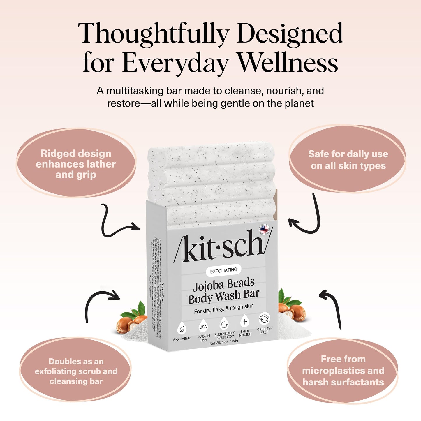 Plastic-Free Sugar Body Scrub Bar, Vegan & Leaping Bunny – Kitsch