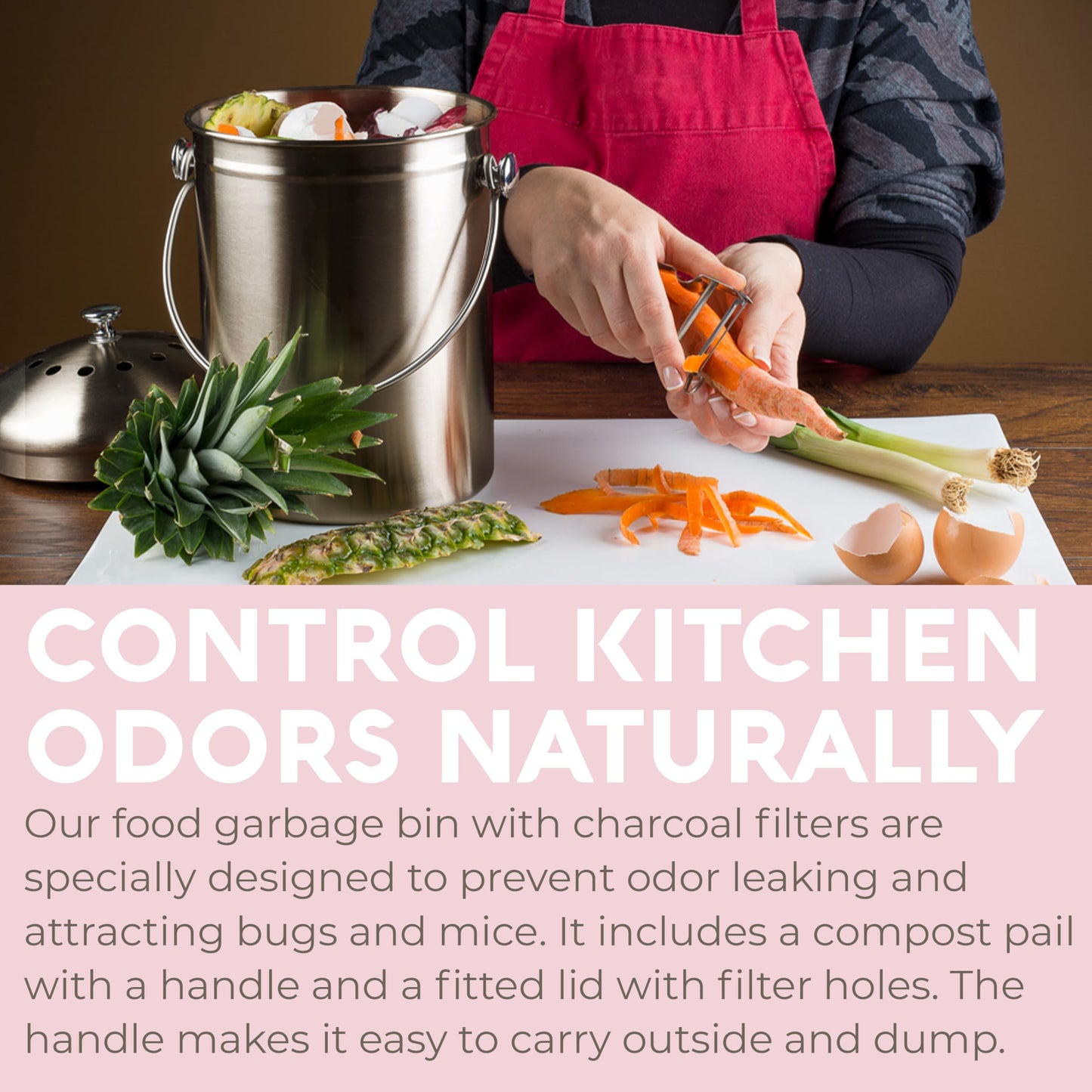 Microplastic-Free Kitchen: Epica Stainless Steel Compost Bin Non-Toxic