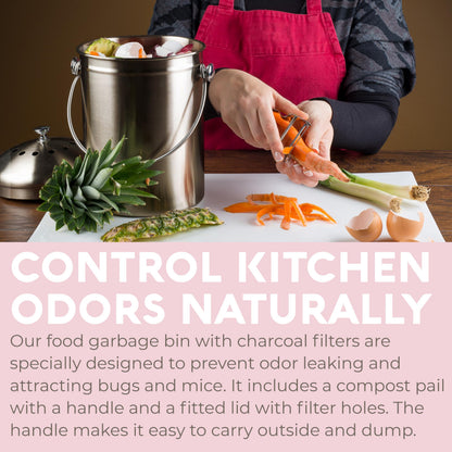 Microplastic-Free Kitchen: Epica Stainless Steel Compost Bin Non-Toxic