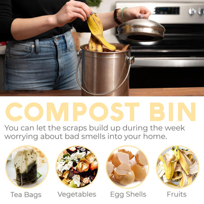 Microplastic-Free Kitchen: Epica Stainless Steel Compost Bin Non-Toxic