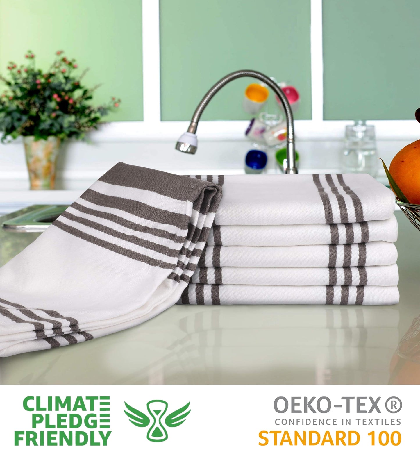 Microplastic-Free Kitchen: Urban Villa Cotton Dish Towels 6-Pack Non-Toxic
